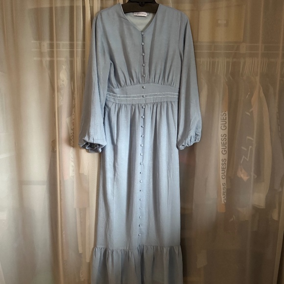 Veiled Collection long sleeve light blue maxi dress - Picture 1 of 3